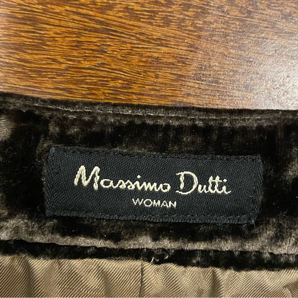 Massimo Dutti Brown Tweed High Waisted Women’s Velvet Waist Brand Skirt - Picture 3 of 7